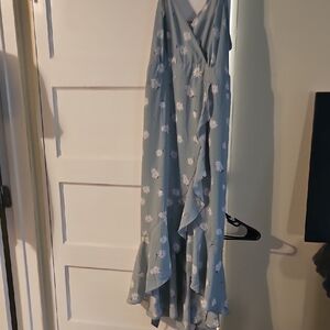 Floral Wrap Dress in Blue